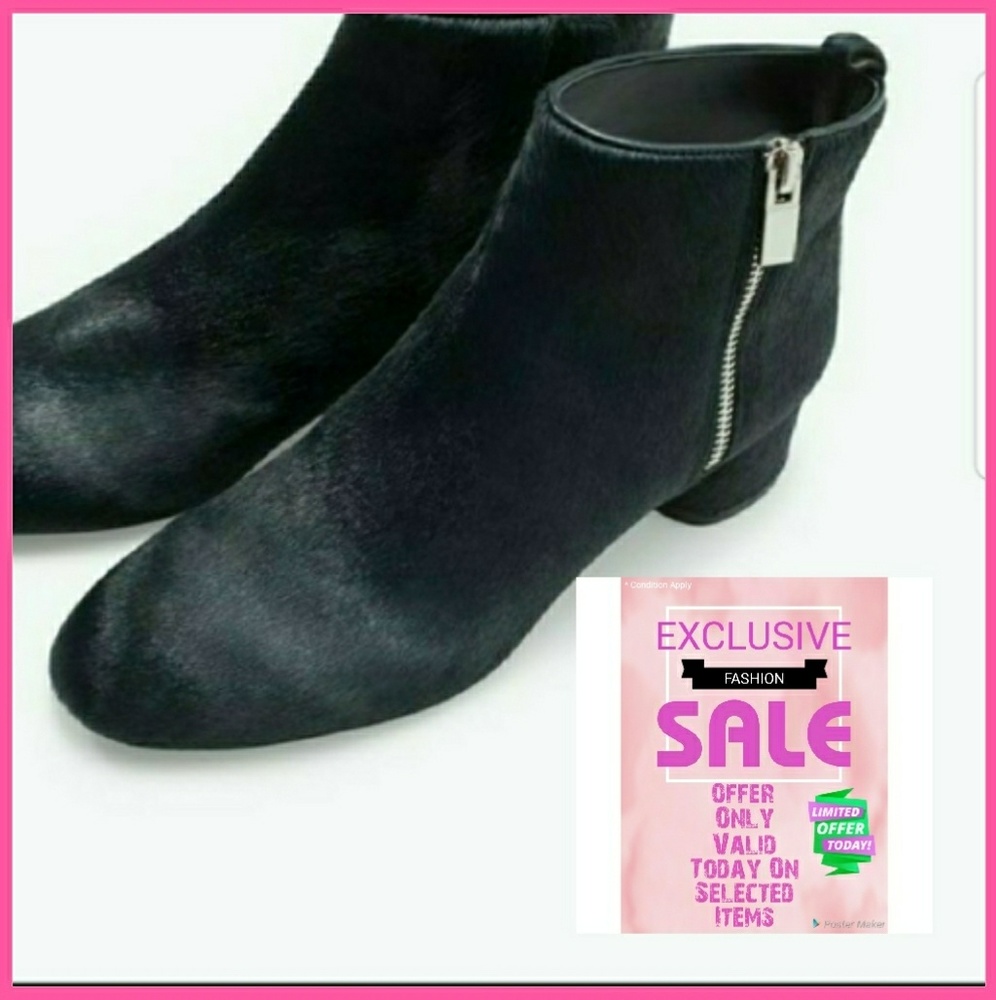 Zara Black pony hair booties